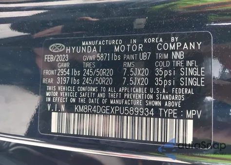 2023 Hyundai Palisade Sel z USA, uszkodzony, nr VIN KM8R4DGEXPU589934